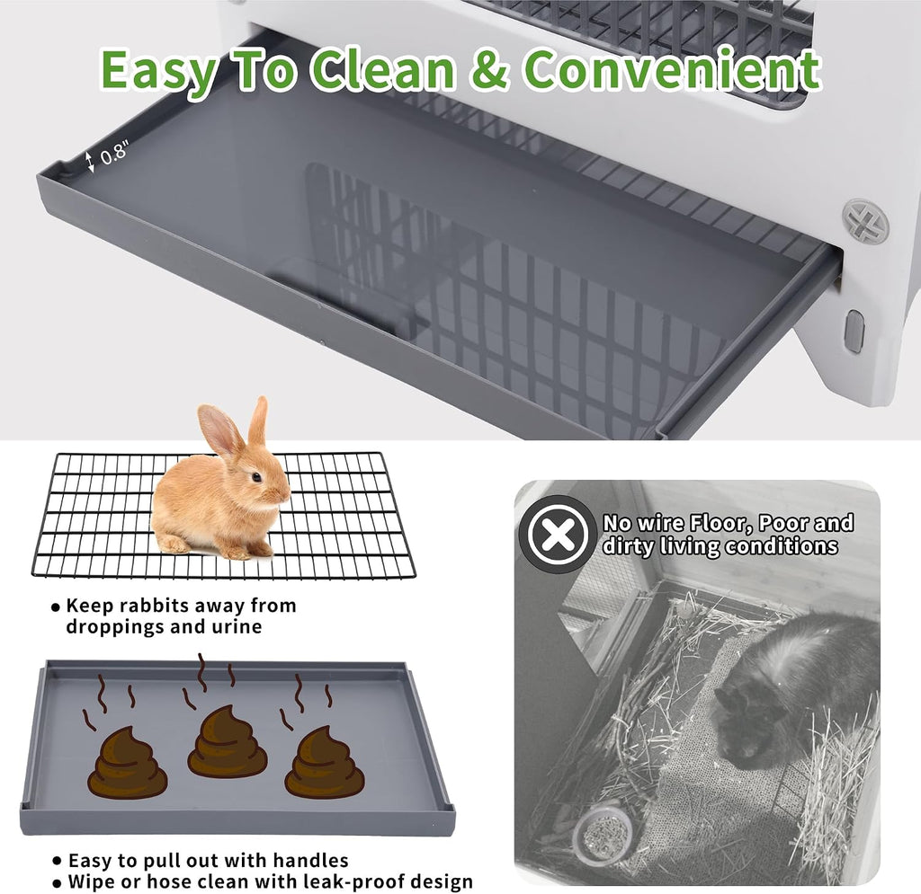 Plastic Rabbit Cage with Run and Leak-Proof Pull-Out Tray - GlobalHabitat Supply