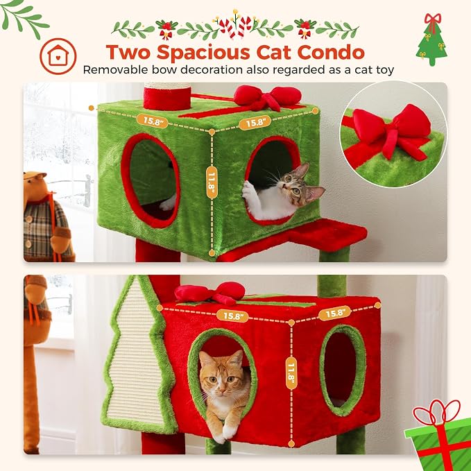 PETEPELA Floor to Ceiling Christmas Cat Tree, Tall Cat Tower - Image 4