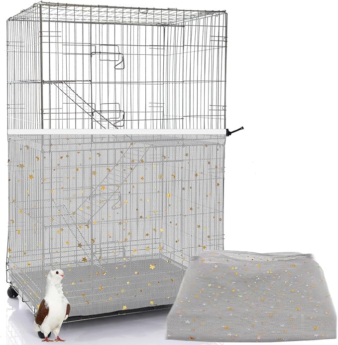 Bird Cage Seed Catcher, 60-118'' Large Bird Cages Cover, 31.5'' H Adjustable by LYMOI