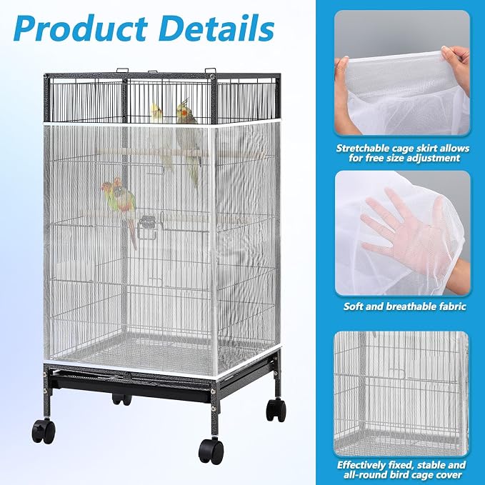 Large Bird Cage Net, Universal Adjustable Bird Cage Covers Mesh Polyester Birds - Image 4