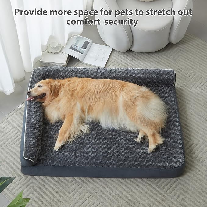 BFPETHOME Extra Large Orthopedic Dog Bed, L-Shaped Pet Bed - Image 8