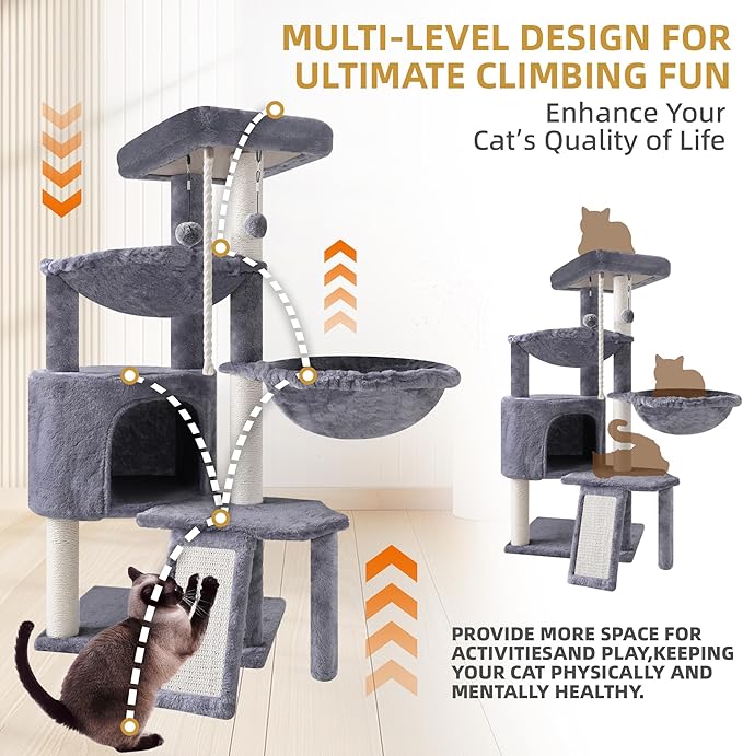 Xin Three Layer Cat Tree with Cat Condo and Two Hammocks - Image 6