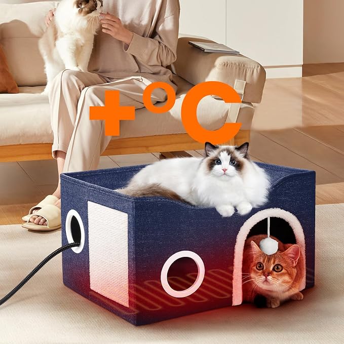 Indoor Heated Cat House, Adjustable Temperature Cat Heating Bed - Image 8