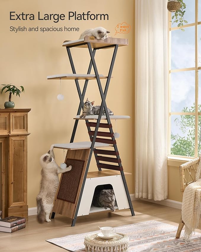 FourFurPets 72.4" Cat Tree, Modern Cat Tower - Image 3