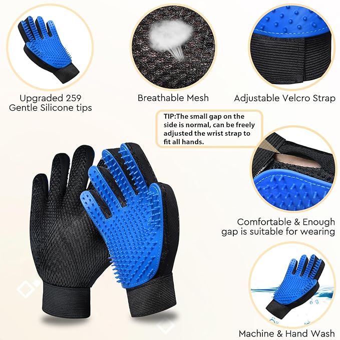 GJEASE Cat Grooming Glove Brush, Self-Cleaning Slicker Pet Brush - Image 5