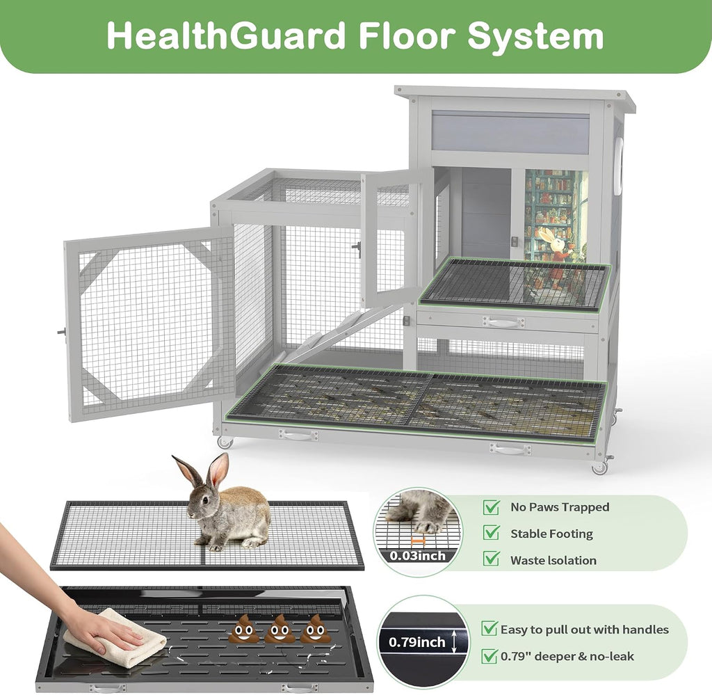 COZIWOW Rabbit Hutch with 2 Wire Floors, Gray - GlobalHabitat Supply
