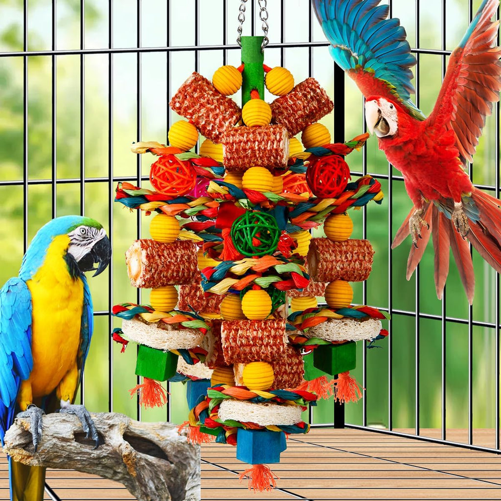 Bird Chew Toys with Corn Cob and Loofah Slices - GlobalHabitat Supply