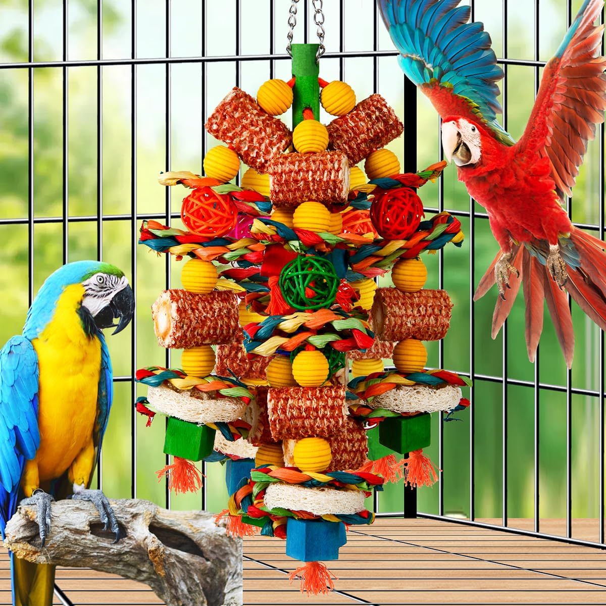 Bird Chew Toys with Corn Cob and Loofah Slices - GlobalHabitat Supply