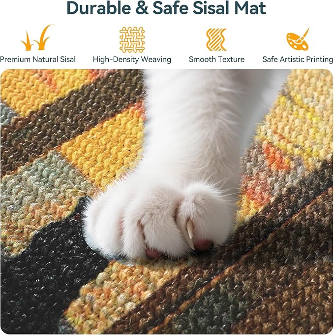 3-in-1 Sisal Cat Scratcher Mat 23.6x15.7 – Durable Scratch Rug - Image 2