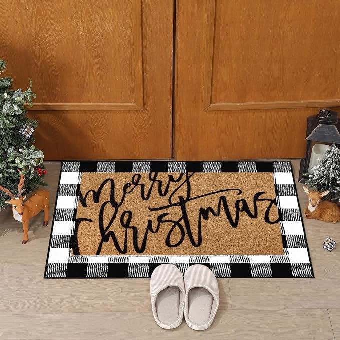 Tinideya 2 Pcs Door Mat Welcome Non Slip Coir Mats Floor Layering Doormats - Image 4