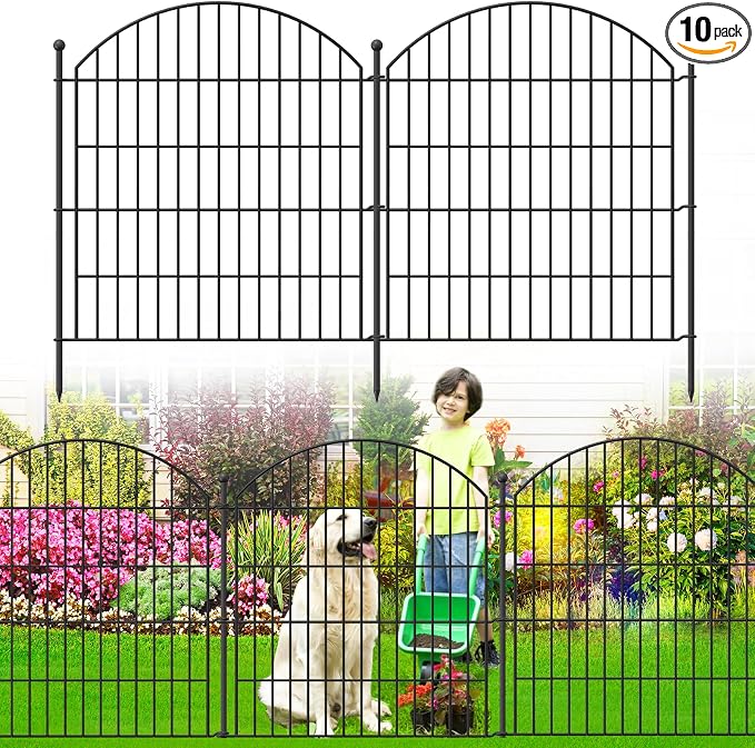 Decorative Garden Fence 32in x24ft, 10 Pack No Dig Fence Animal Barrier by Thrivinest