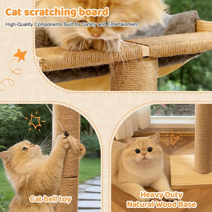 Cat Window Perch with Scratching Post, Bird Watching, Supports 45 lbs - Image 6