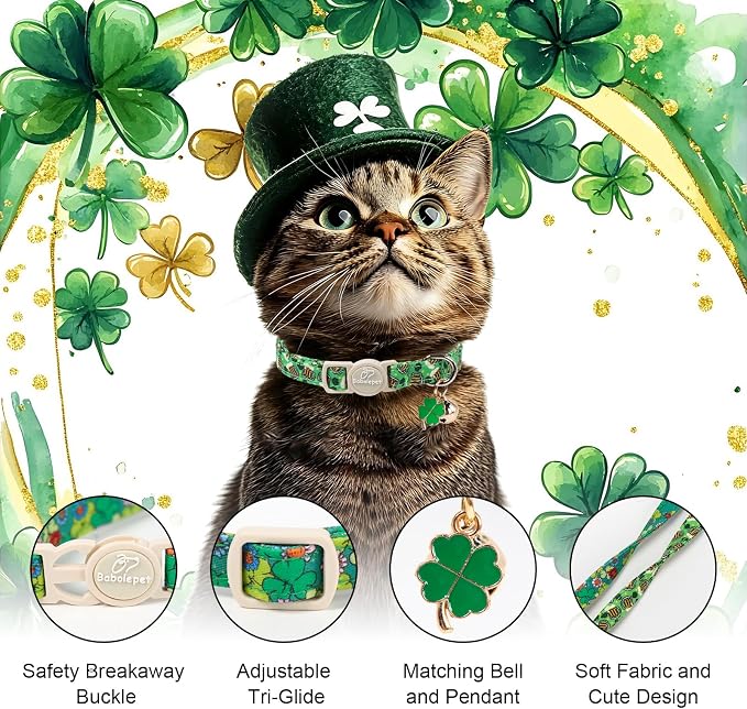2 Pack St. Patrick’s Day Cat Collars - Image 3