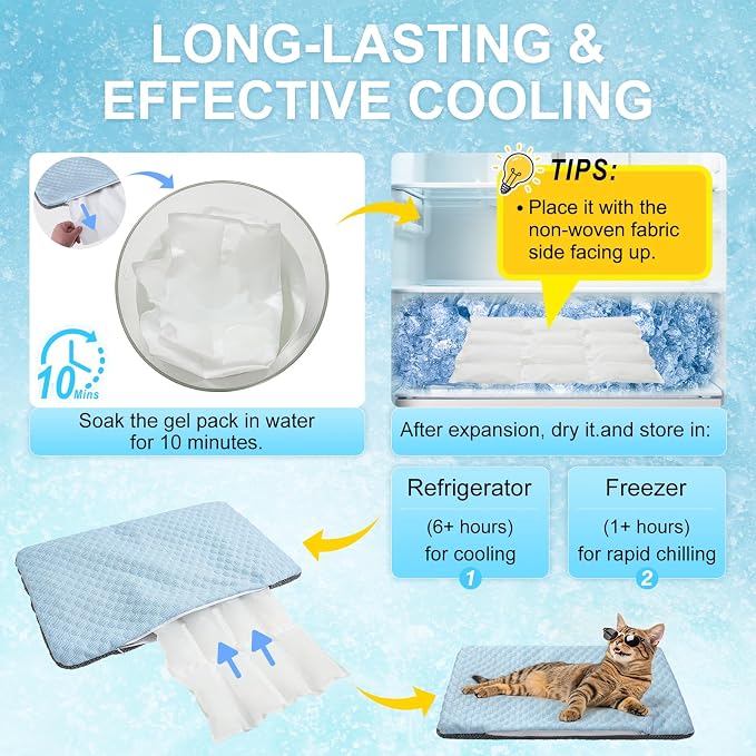 BEAUTYZOO Cooling Mat for Cats & Dogs -20" X 12" Ice Silk Cat Cooling Mat - Image 5