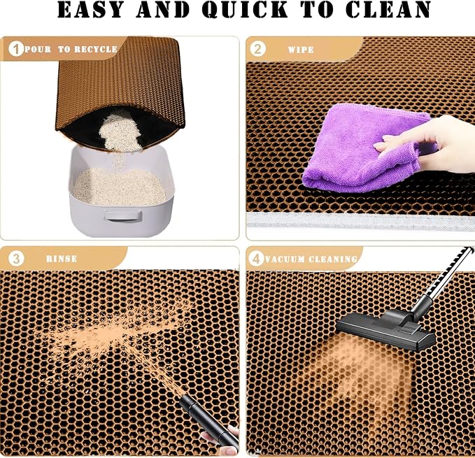 HCY&WLD Cat Litter Mat, Honeycomb Double Layer Cat Litter Trapping Mat - Image 7