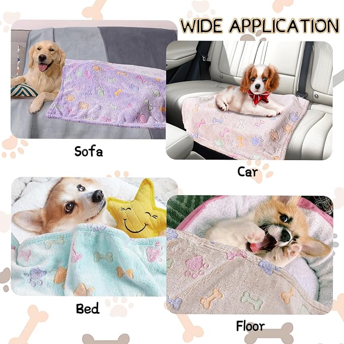 Rezutan Dog Blankets for 3 Pack Medium Blanket Cat Soft Fuzzy Blankets Washable - Image 5