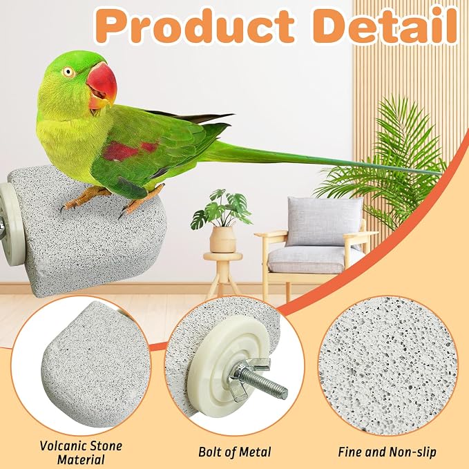 PINVNBY 6 PCS Bird Perch Bird Beak Grinding Stone Calcium Mineral Parrot Perch - Image 3