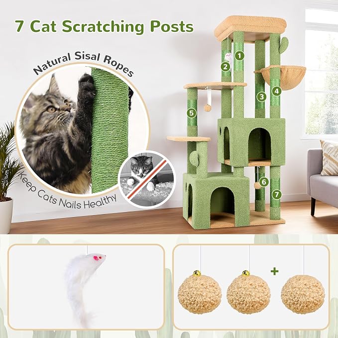 Globlazer Cactus Cat Tower for Indoor Cats, Heavy Duty Cat Trees for Large Cats - Image 5