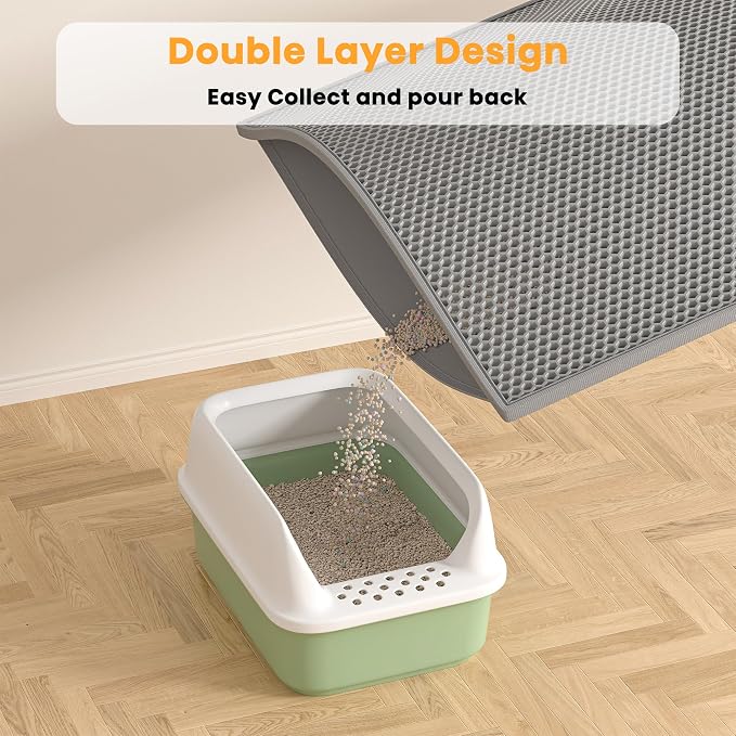 Pieviev 2 Packs Cat Litter Mat Double Layer Waterproof Urine Proof Trapping Mat - Image 2