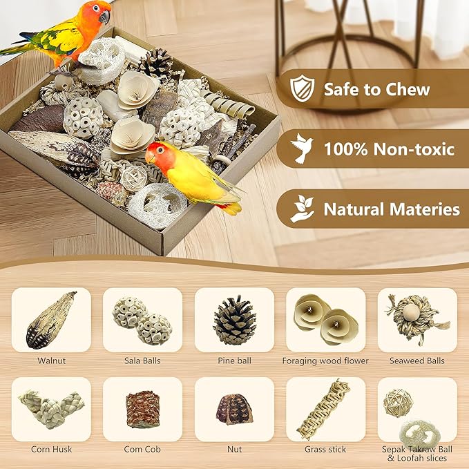 Natural Bird Toy Foraging Parrot Shredding Toys Box Conure Chewing Toys - Image 4