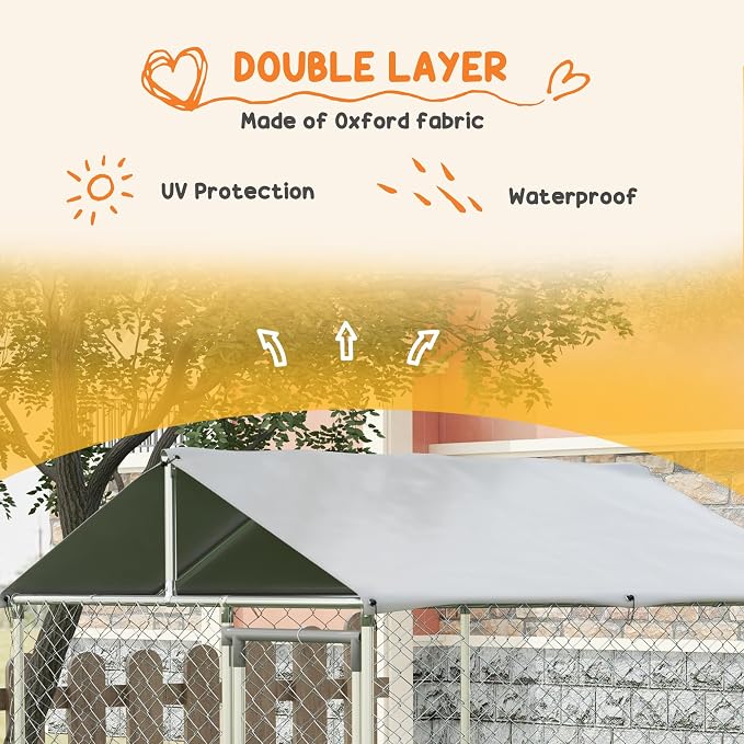 PawHut Outdoor Dog Kennel, Heavy Duty Dog Run Outdoor Fence - Image 5