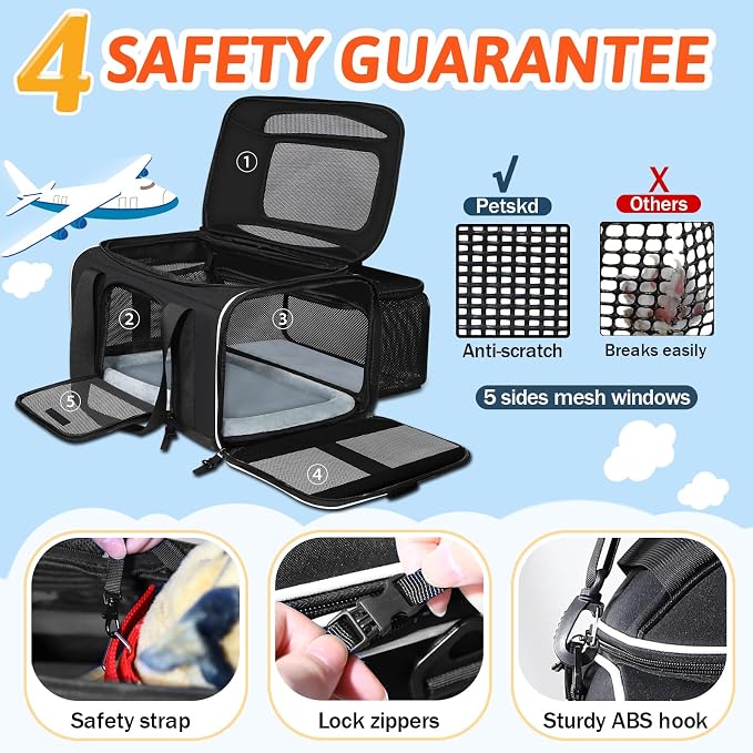 Petskd Top and Side Expandable Pet Carrier 18x13x9.5 Inches Southwest Airline - Image 5