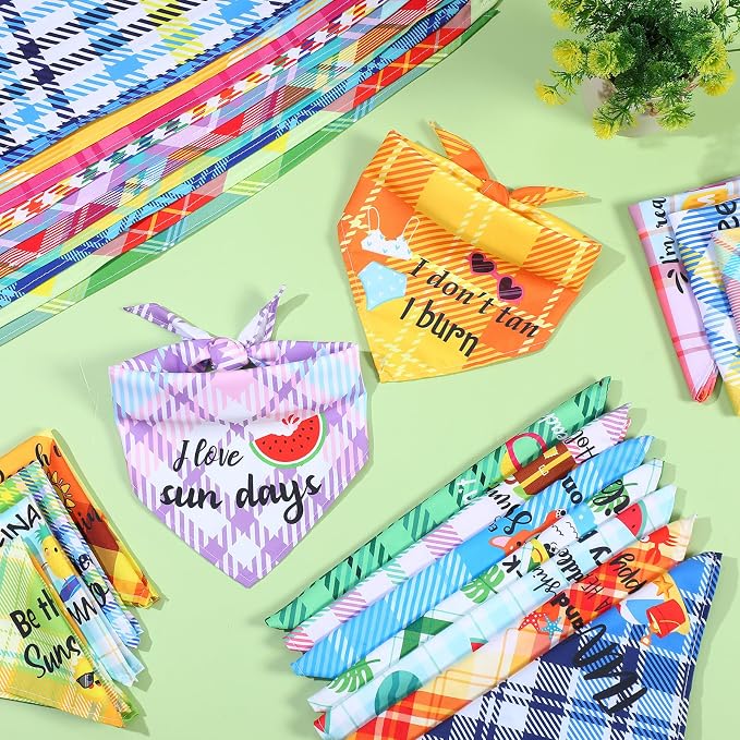 Sweetude 100 Pcs Summer Plaid Dog Bandana Bulk - Image 5