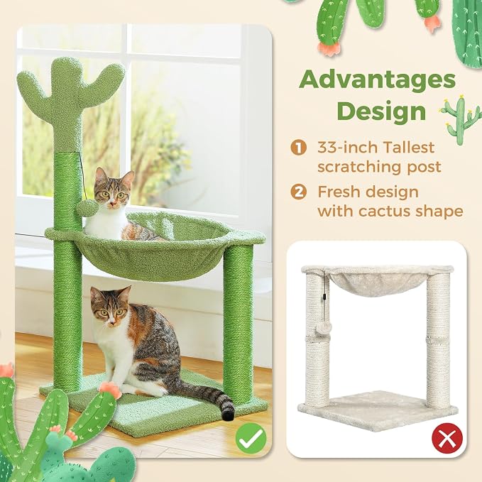 PAWZ Road Cactus Cat Tree, 33 Inchs Cat Tower - Image 5