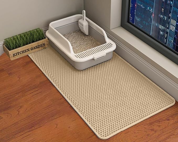 HCY&WLD Cat Litter Mat, 45x26 Inch Extra Large&Long Double Layer Cat Litter Box by HCY%26WLD