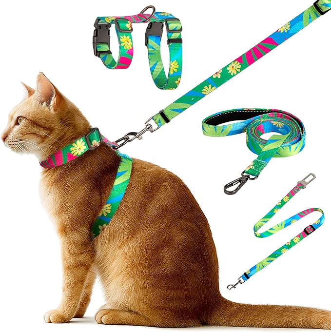 Cat Harness and Leash Set, Anti Escape Adjustable Cat Leash, Comfortable Soft by BECHTEL