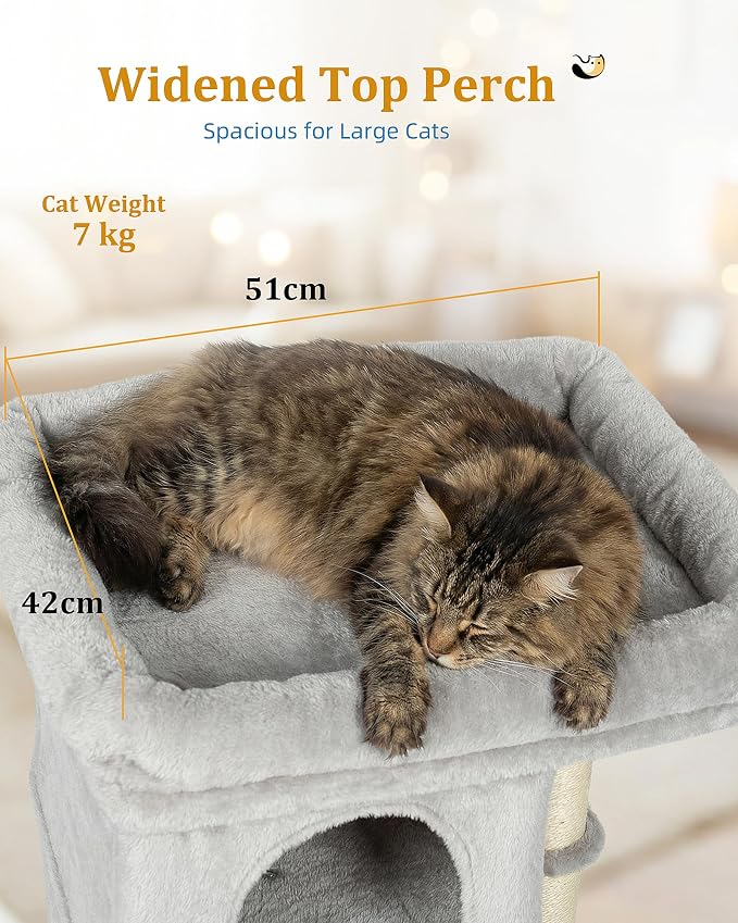 24in Cat Tree Tower with Scratching Post, 19 * 16.5in Window Perch Bed - Image 3