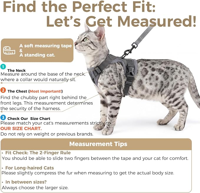 Cat Harness and Leash Set Escape Proof Tactical Small Kitten Harness Emotional - Image 2