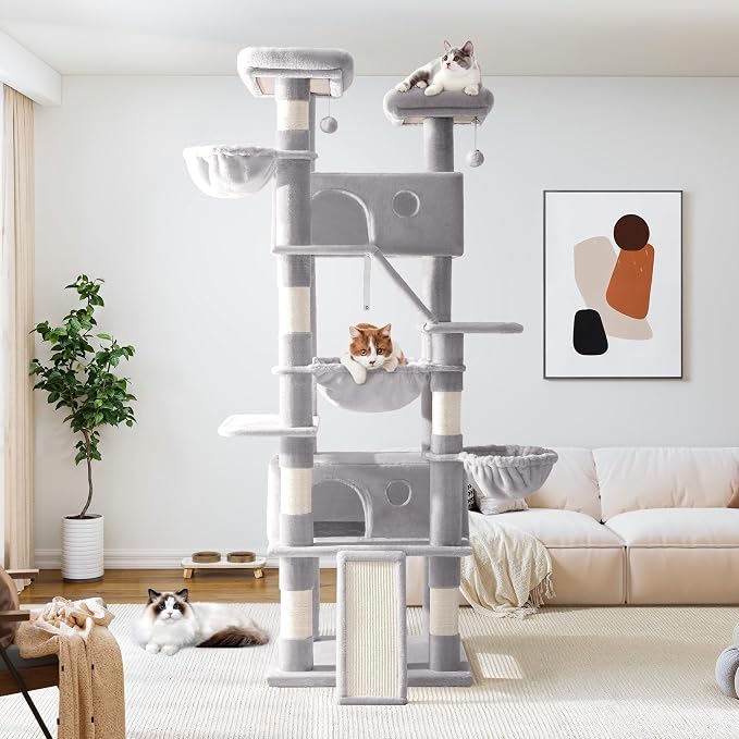 Allewie 81 Inches Tall Cat Tree/Multi-Level Large Climbing Tree House and Towers - Image 2