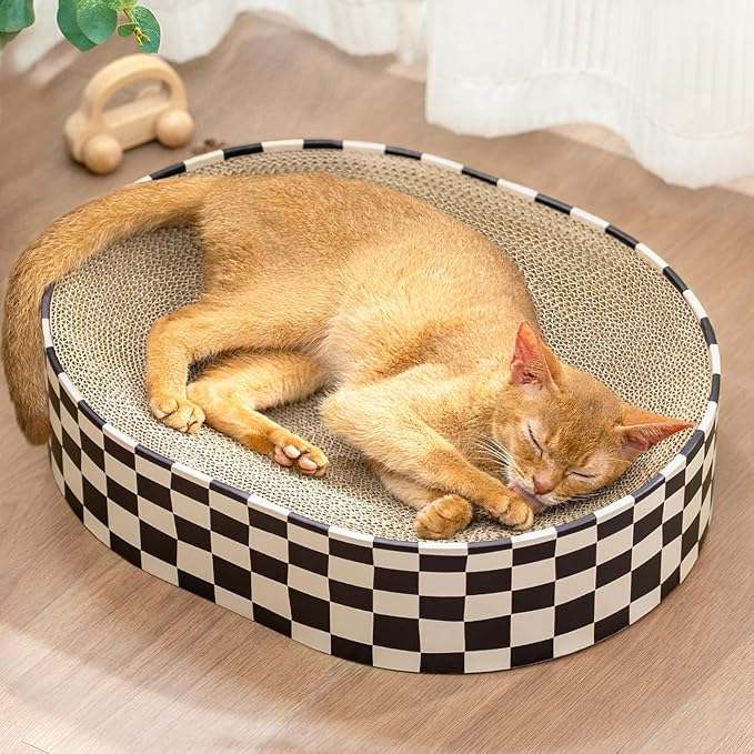 Cat Scratcher Cardboard, 2 in 1 Oval Cat Scratch Pad Bowl by Conlun
