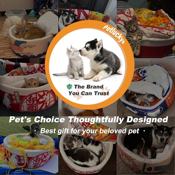 寵幸 Ramen Noodle Dog & Cat Bed, Keep Warm and Super Soft Creative Pet Nest - Image 2