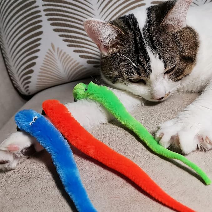 Cat Toy Worm Refills, 12 Pieces Interactive Cat Wand Attachments Worms Toy - Image 2