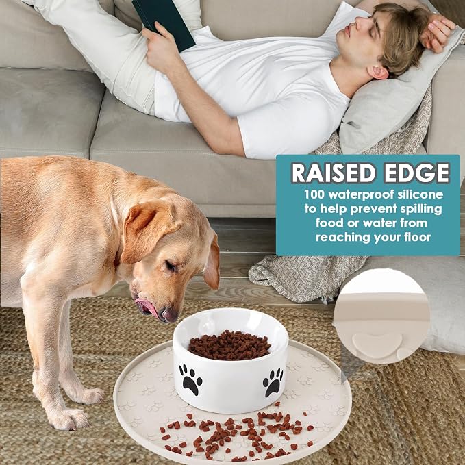 Pet Feeding Mat, Waterproof, Raised Edges to Prevent Spills, Easy Clean in - Image 6