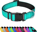 Reflective Dog Collar, Adjustable Soft Neoprene Padded Nylon Pet Collars by PWOD