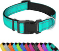 Reflective Dog Collar, Adjustable Soft Neoprene Padded Nylon Pet Collars by PWOD