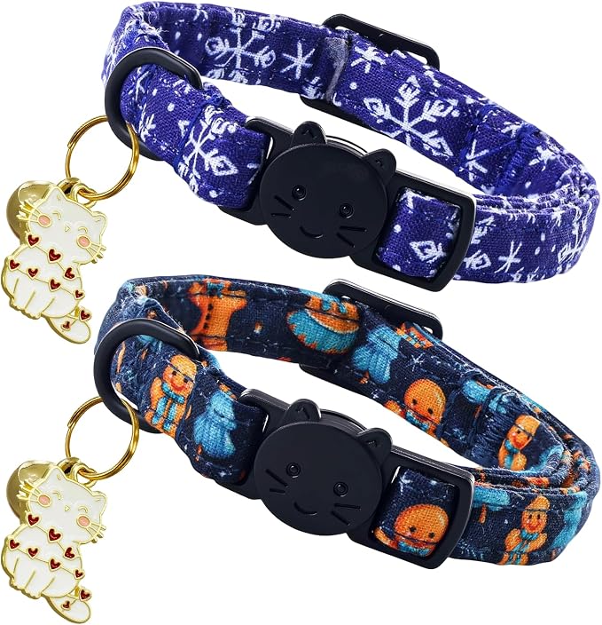 Elegant little tail 2 Pack Cat Collar- Christmas Cat Collars Breakaway by Elegantlittletail