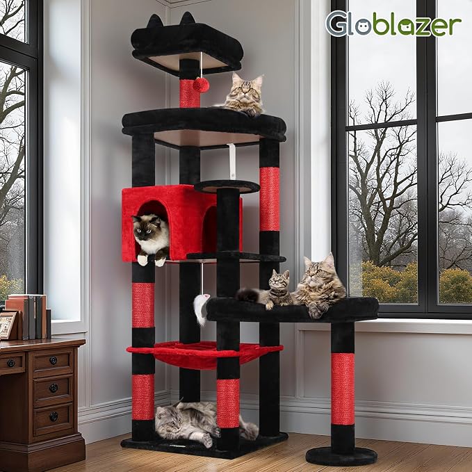 Globlazer Extra Large Platform Gothic Cat Tree, 65in Tall Sturdy Goth Cat Tower - Image 8