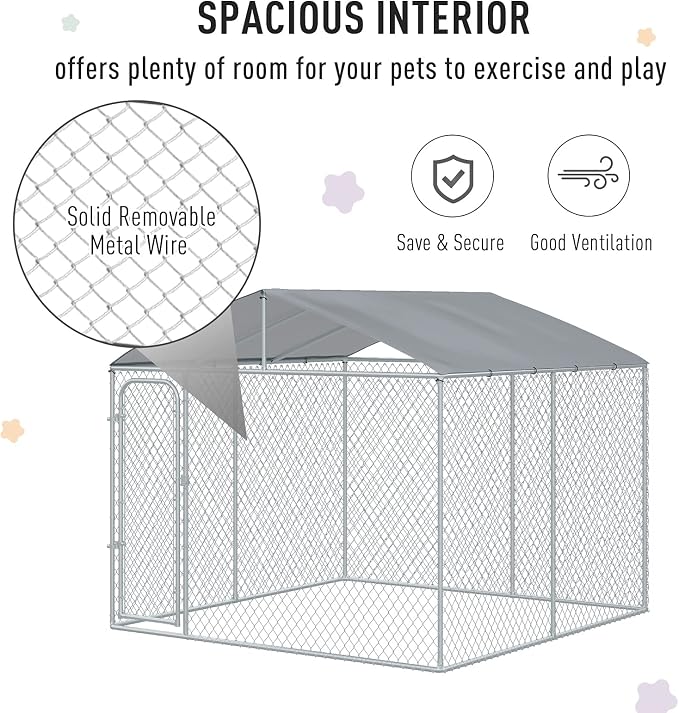 PawHut Outdoor Dog Kennel, Heavy Duty Dog Run Outdoor Fence - Image 3