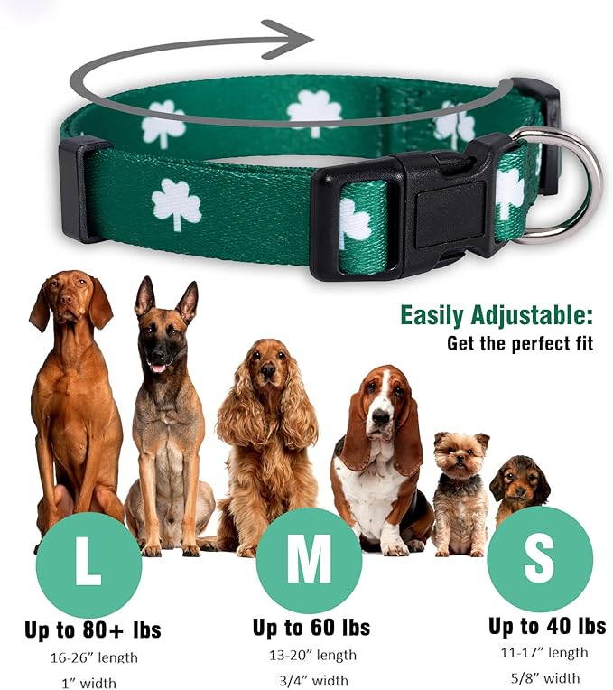 Native Pup St Patricks Dog Collar- Saint Patrick Green Shamrock Pet Collars- - Image 3