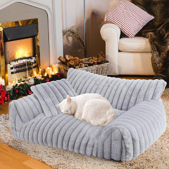 Cute Cat Couch Bed for Indoor Cats, Fluffy Pet Cat Sofa by Unknown