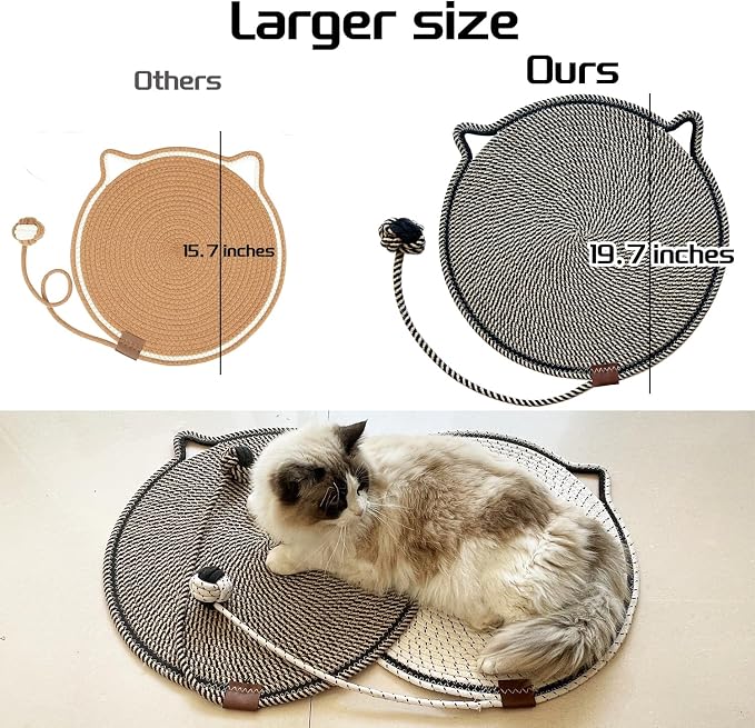 Cat Scratcher Mat Natural Cotton Rope Cat Scratching Pad, Large Size Scratching - Image 2