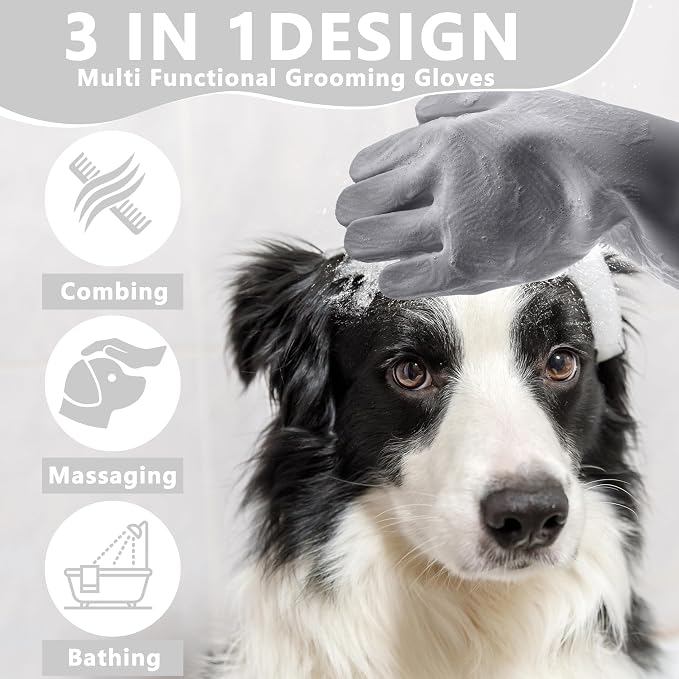 Pet Grooming Gloves—Heat Resistant Dog Washing Gloves - Image 3