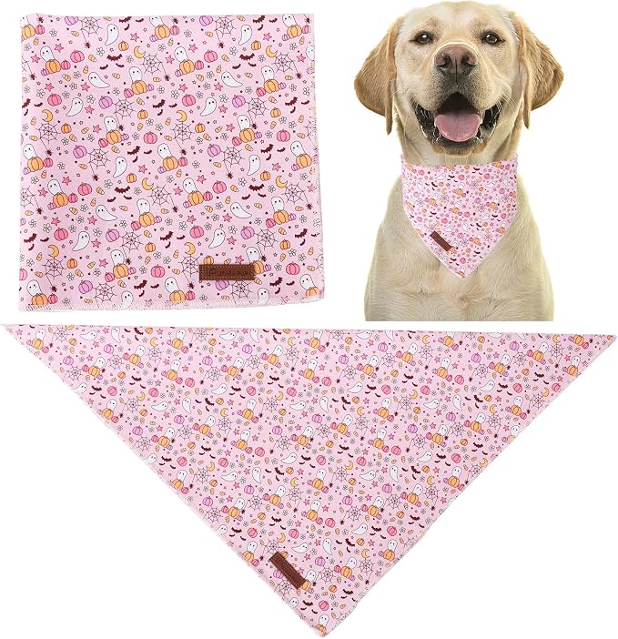 Halloween Pumpkin Dog Bandana, Halloween Triangle Bid Scarf - Image 2