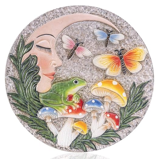 Garden Stepping Stones Outdoor, 9.8" Resin Frog Stepping Stone by Bechivie