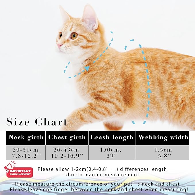 Cat Harness and Leash Set, Adjustable Kitten Harness Escape Proof Cats Harness - Image 6