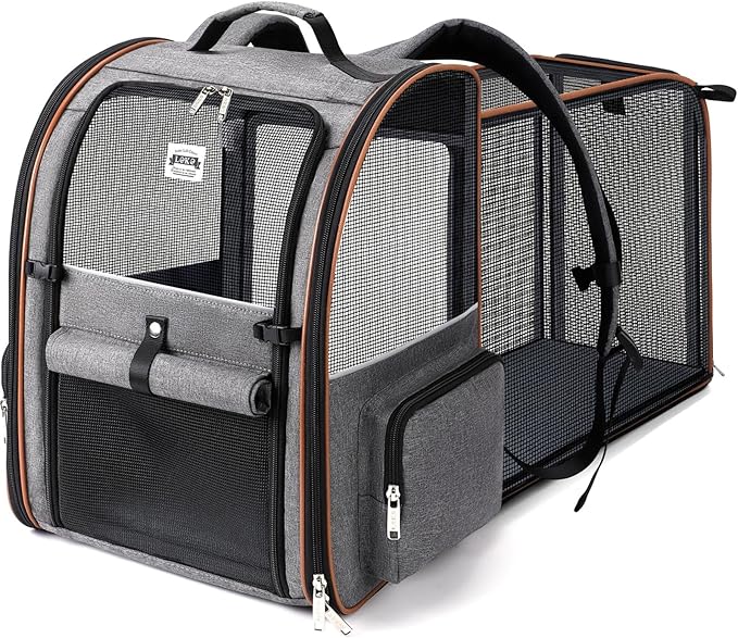 Lekebobor Extra Large Cat Backpack Carrier Expandable Pet Carrier Backpack by LEKEBOBOR